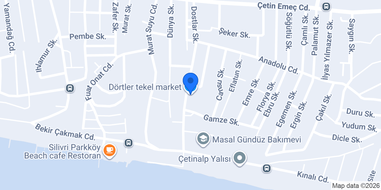 Dörtler tekel market konumu