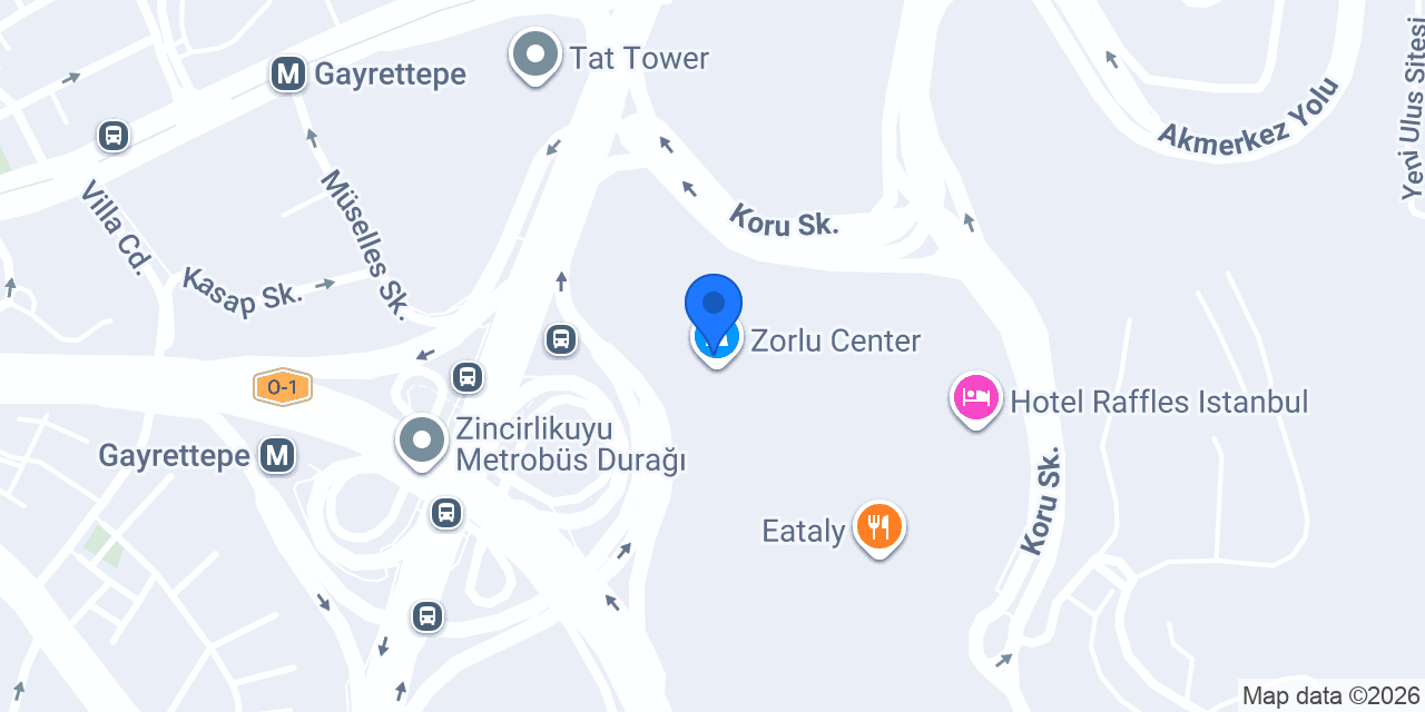 Kronotrop Zorlu Center konumu
