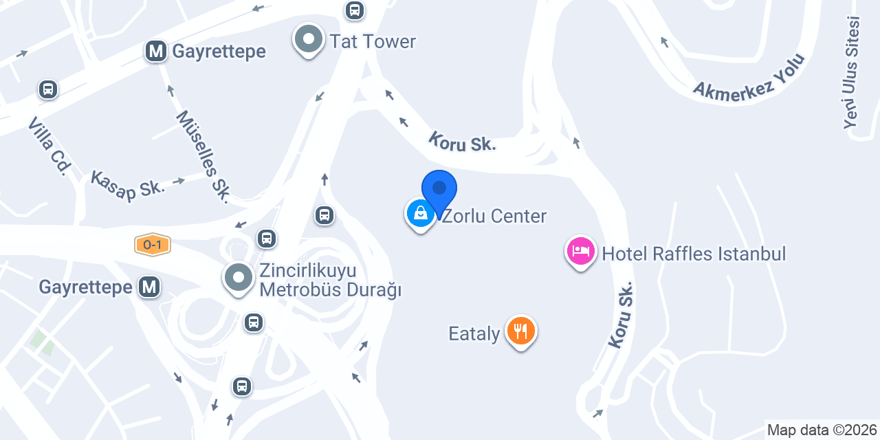 Welldone Zorlu Center konumu