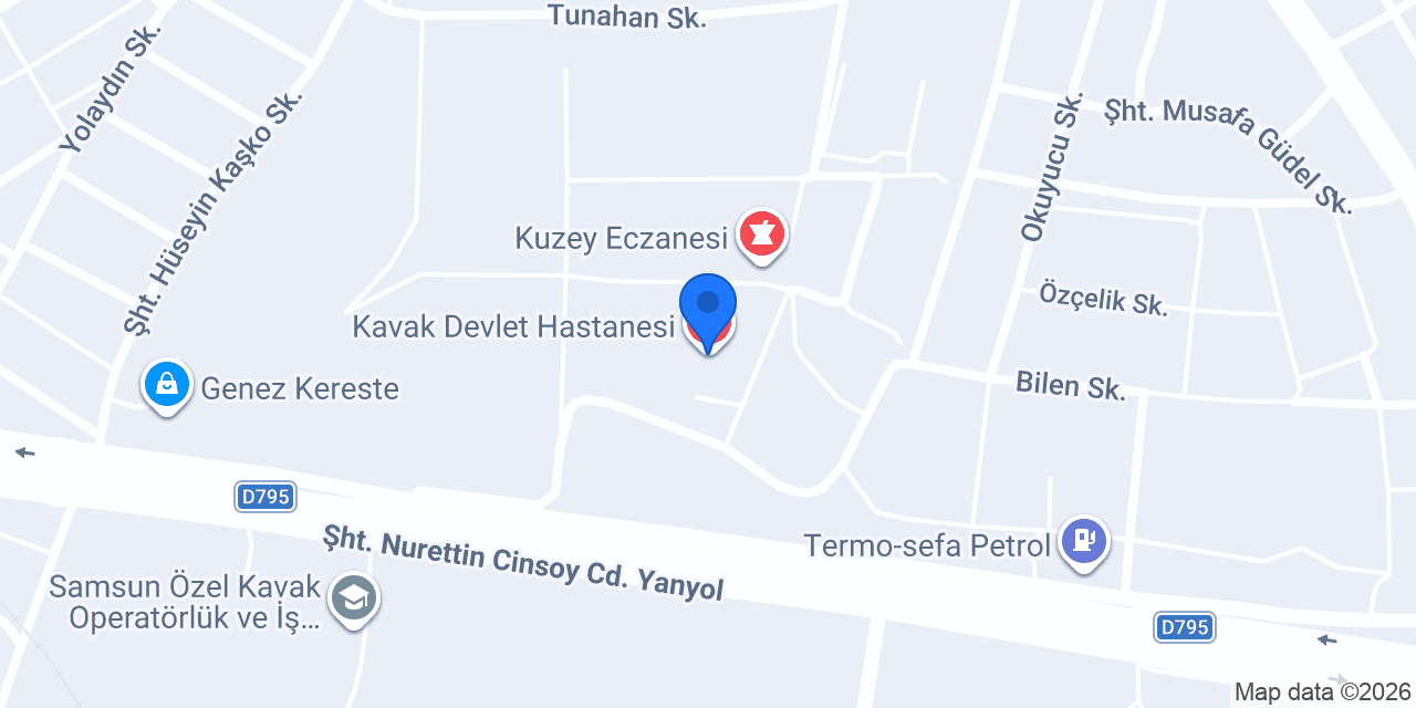 Kavak Devlet Hastanesi konumu
