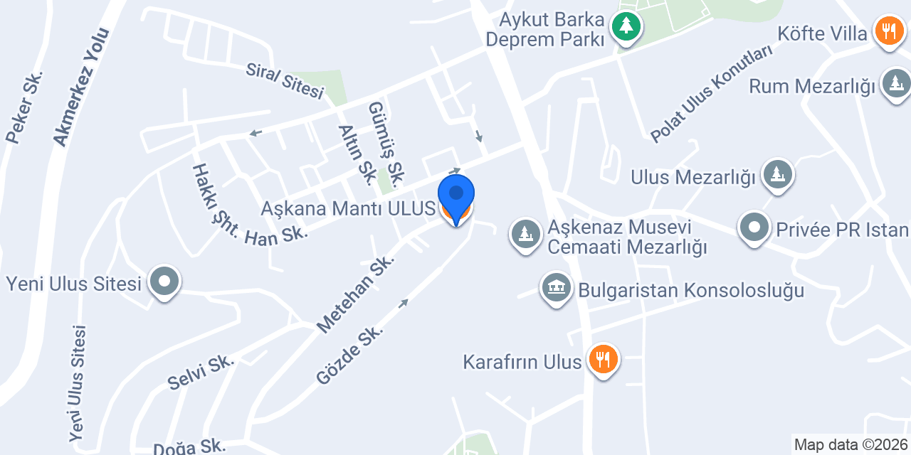 Aşkana Mantı ULUS konumu
