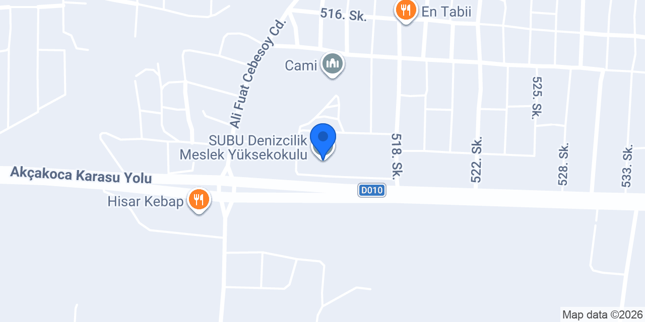 SUBU Denizcilik Meslek Yüksekokulu konumu