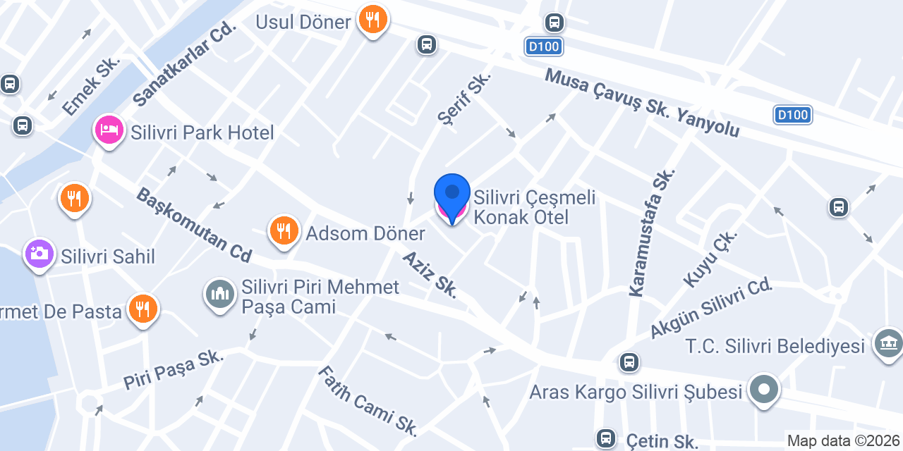 Silivri Çeşmeli Konak Otel konumu