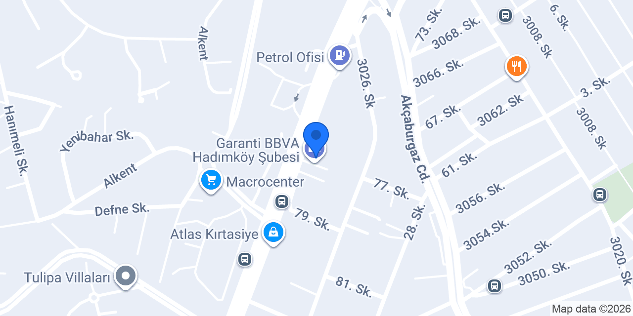 Garanti BBVA Hadımköy Şubesi konumu