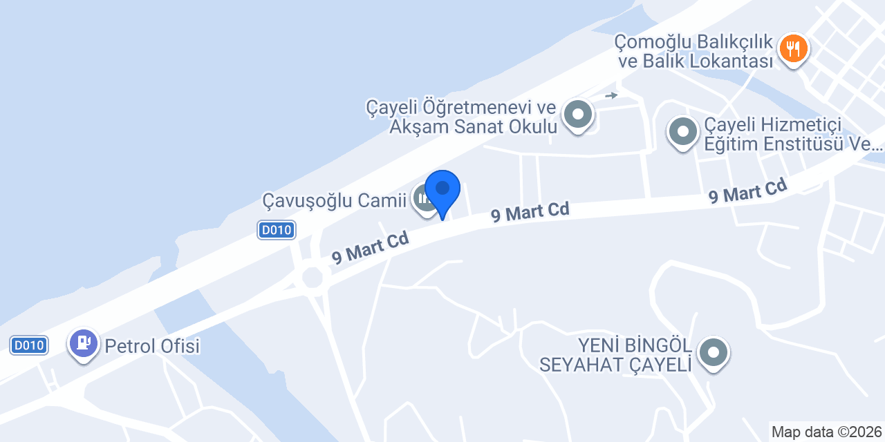 Çayeli Pilot Garage Oto Ekspertiz konumu