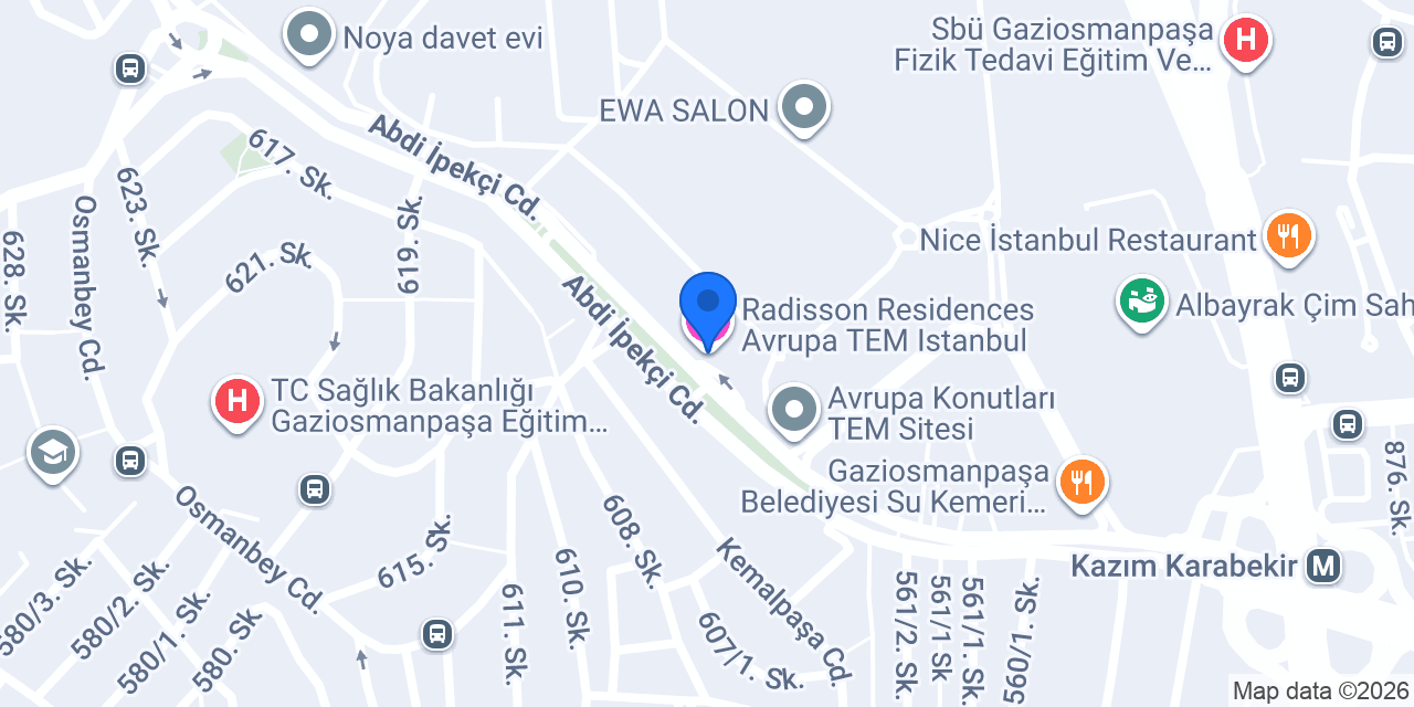 Radisson Residences Avrupa TEM Istanbul konumu