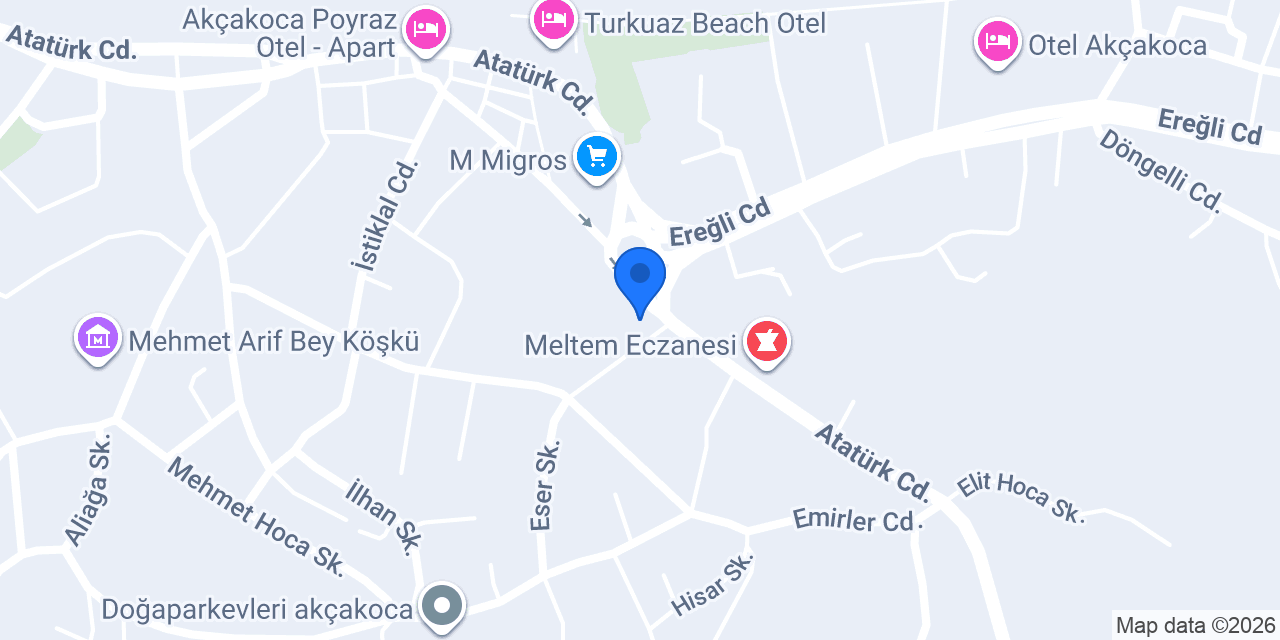 Akçakoca Odak Apart Suit Daire konumu
