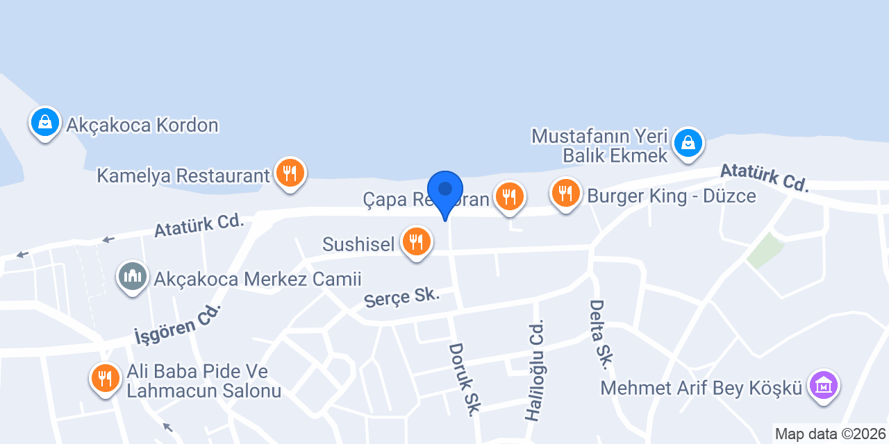 Akçakoca Bayraktar Otel konumu