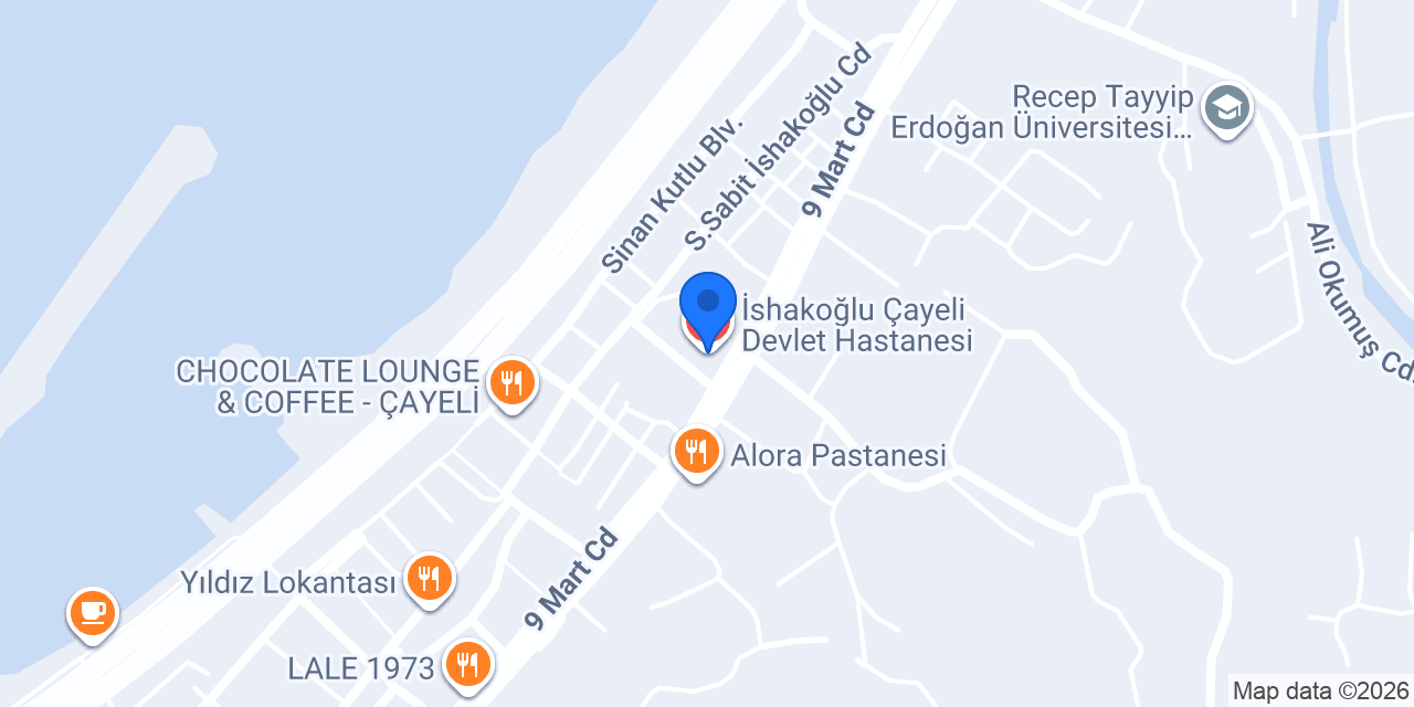 İshakoğlu Çayeli Devlet Hastanesi konumu