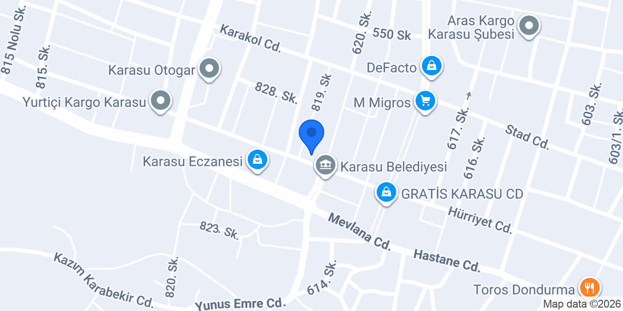 DenizBank Karasu Şubesi konumu