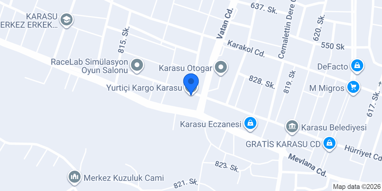 Yurtiçi Kargo Karasu konumu