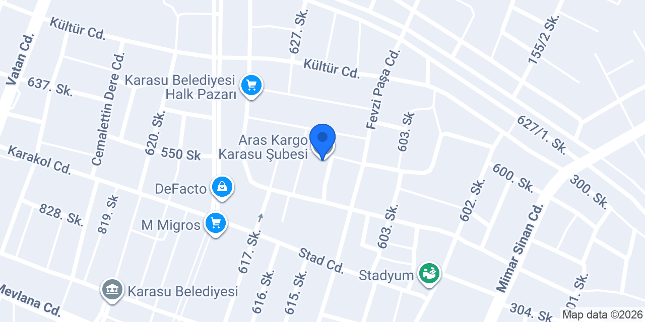 Aras Kargo Karasu Şubesi konumu