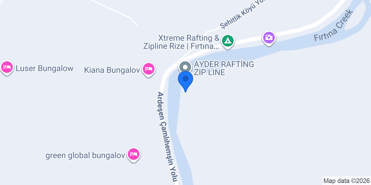 Viya Rafting Bungalovları konumu