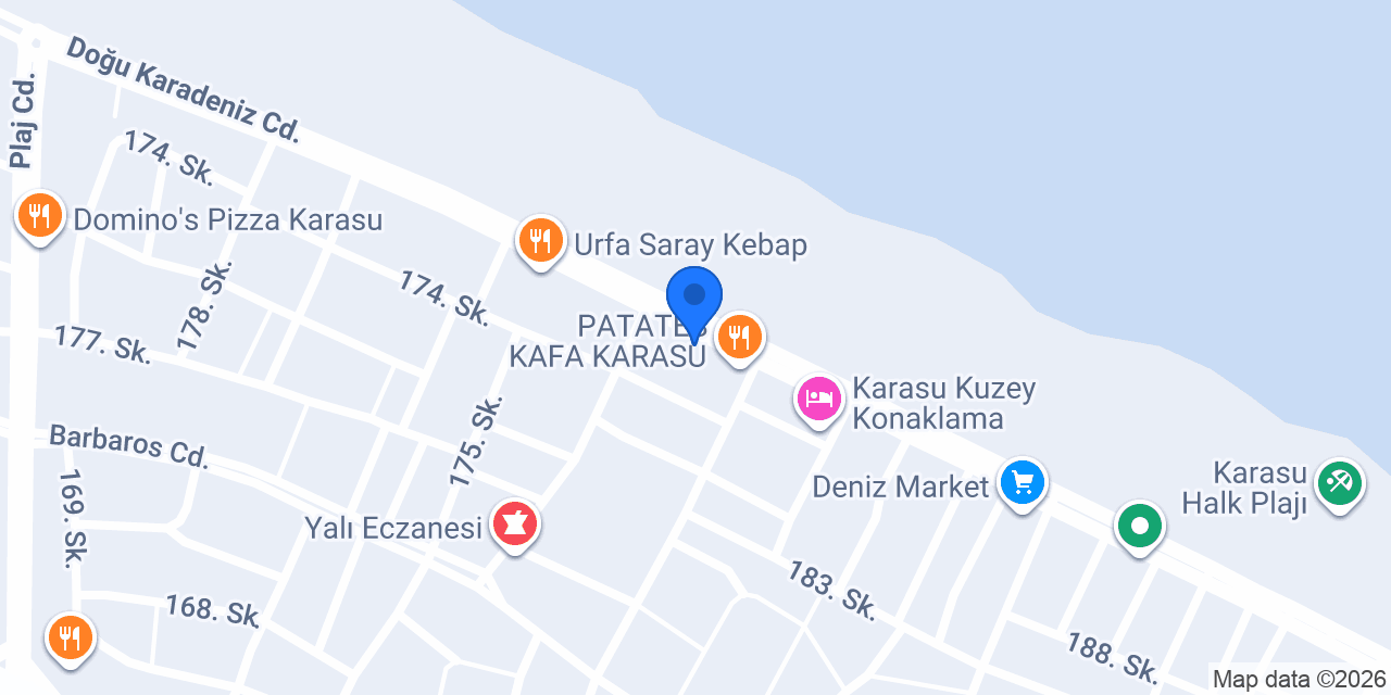 Karasu Sahil Pansiyon konumu