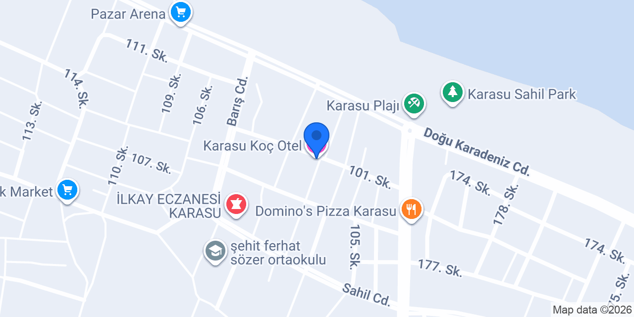 Karasu Koç Otel konumu