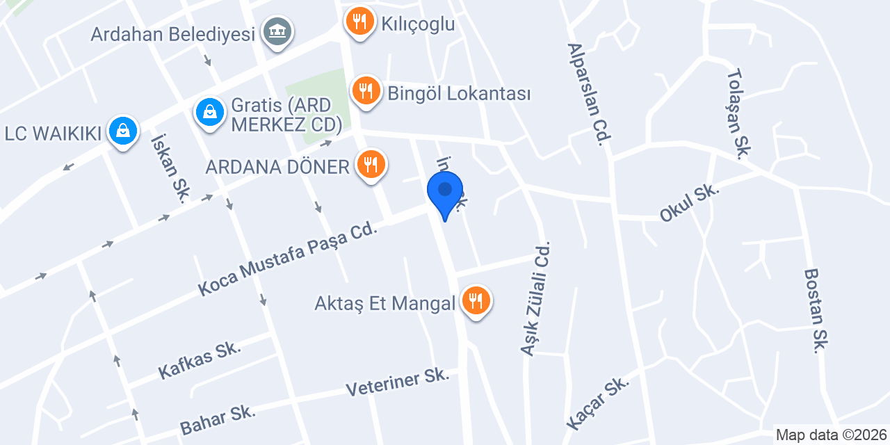 DERMAN VETERİNER KLİNİĞİ ARDAHAN konumu