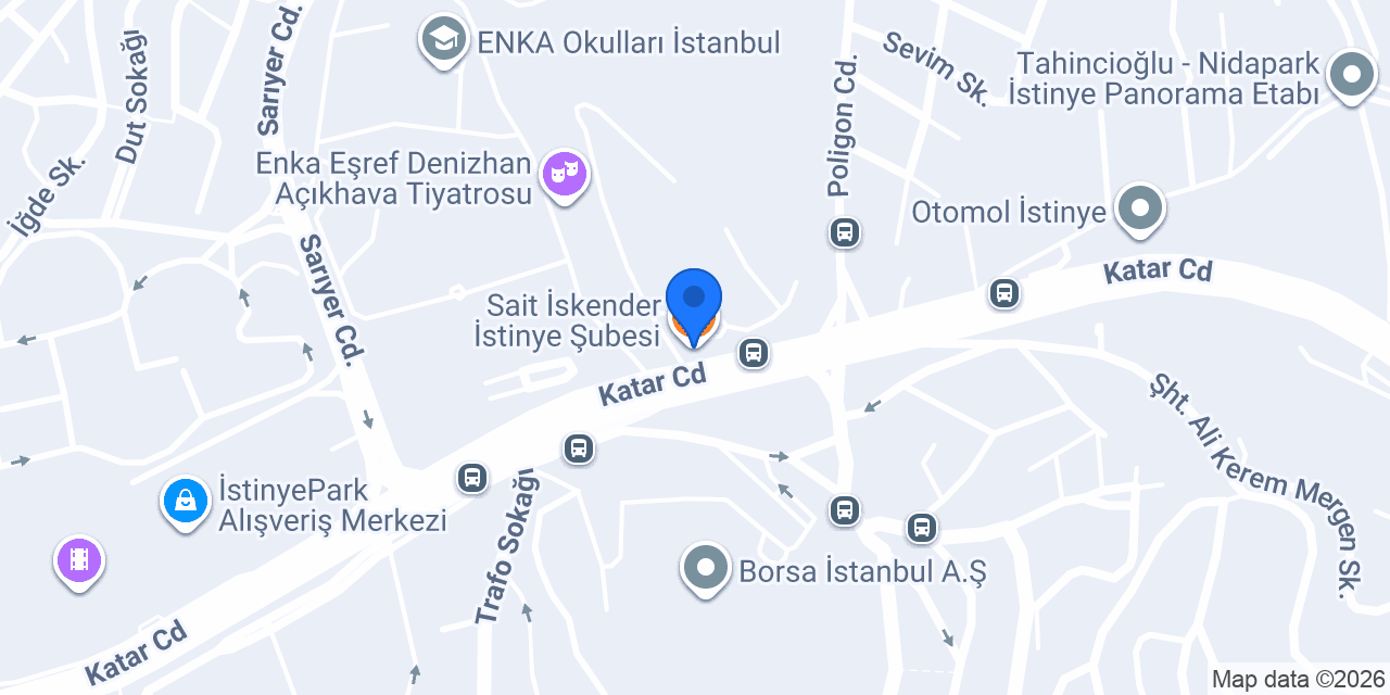 Sait İskender İstinye Şubesi konumu