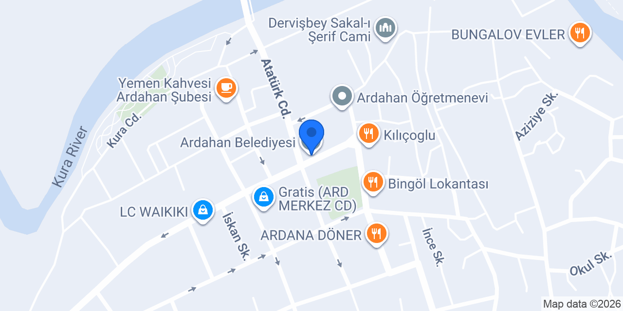 Ardahan Belediyesi konumu