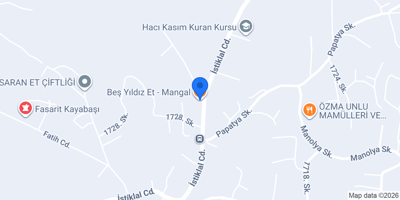 Beş Yıldız Et - Mangal konumu