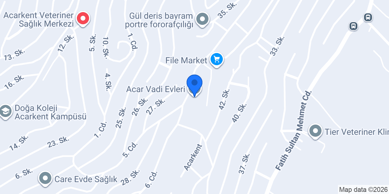 Acar Vadi Evleri konumu