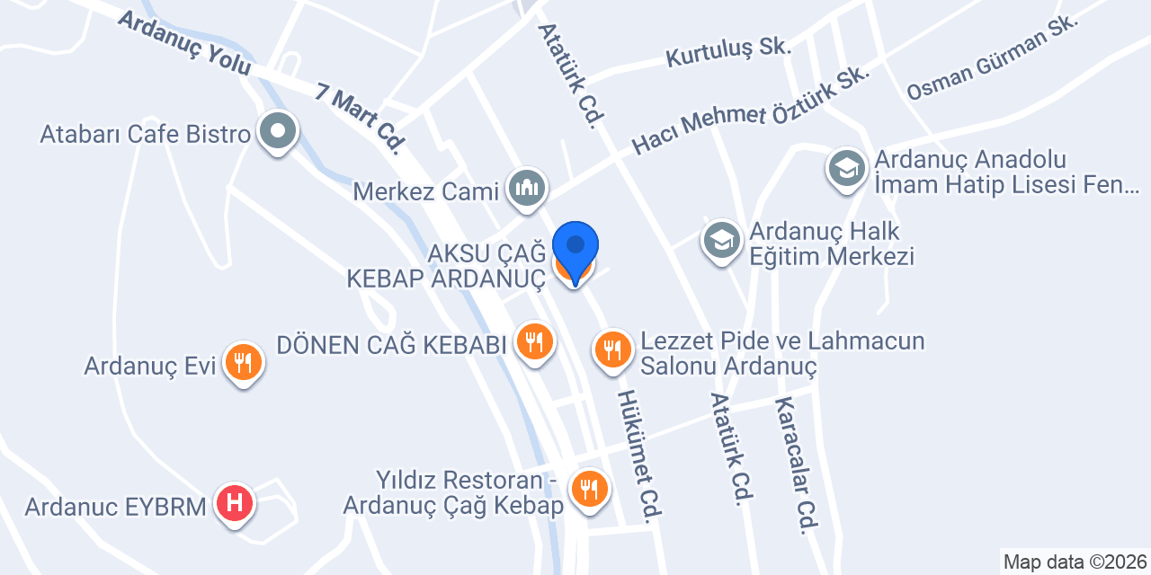 AKSU ÇAĞ KEBAP ARDANUÇ konumu