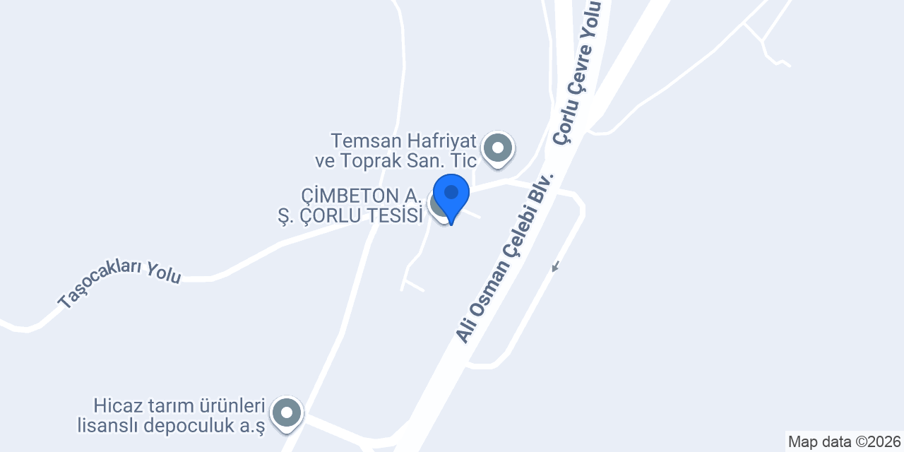 ÇİMBETON A.Ş. ÇORLU TESİSİ konumu