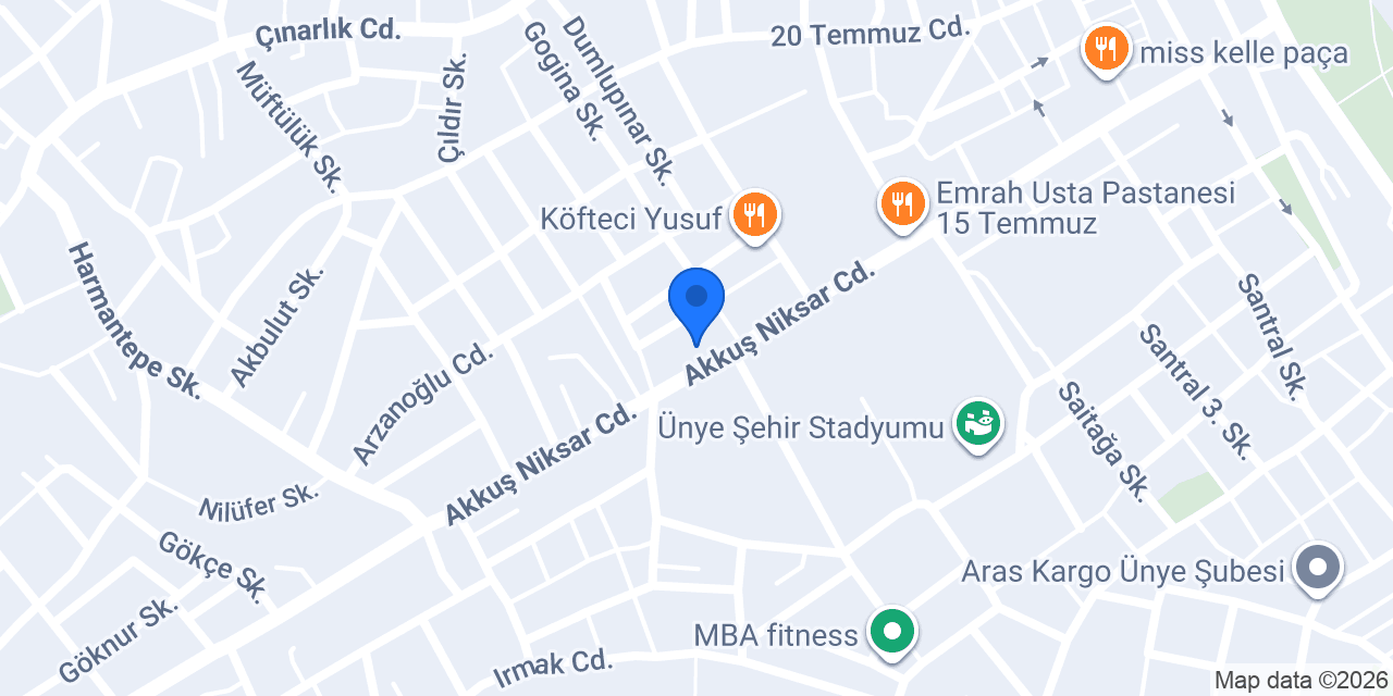 Hasan Usta Pastanesi Ünye konumu