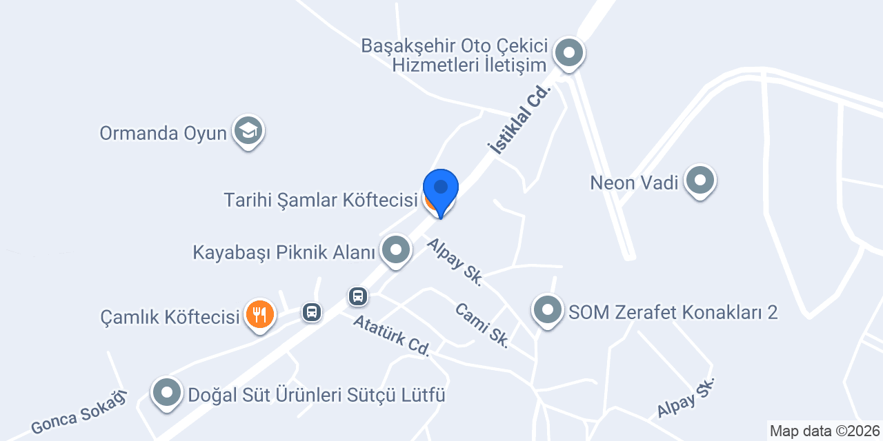 Tarihi Şamlar Köftecisi konumu