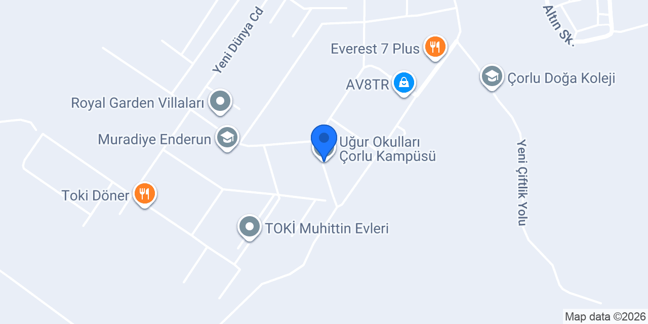 Uğur Okulları Çorlu Kampüsü konumu