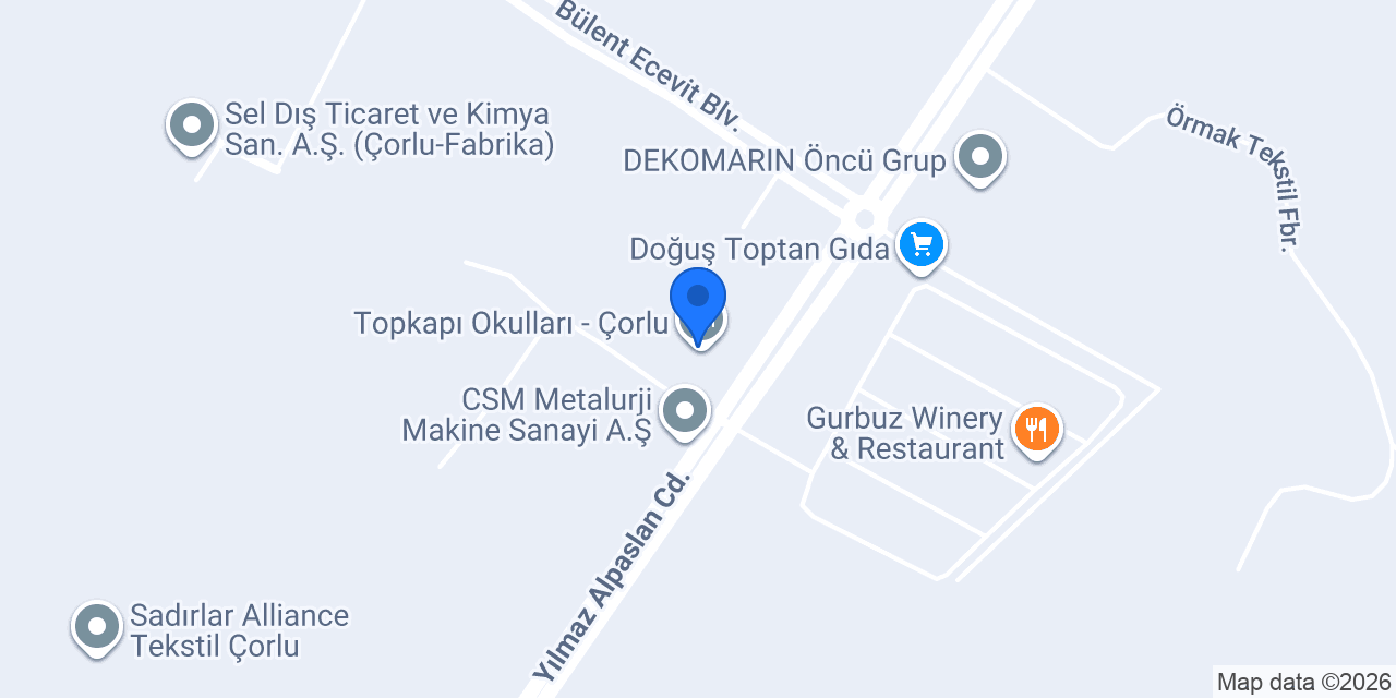 Topkapı Okulları - Çorlu konumu