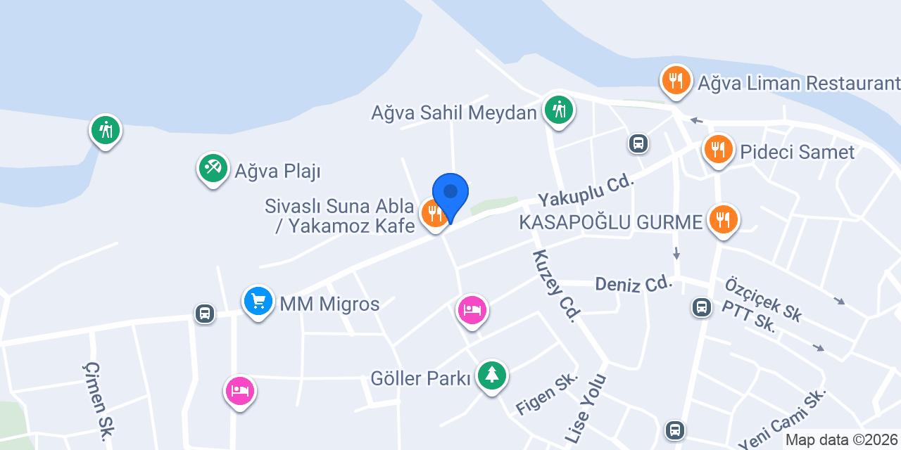 Ağva Yelken cafe ve restorant konumu
