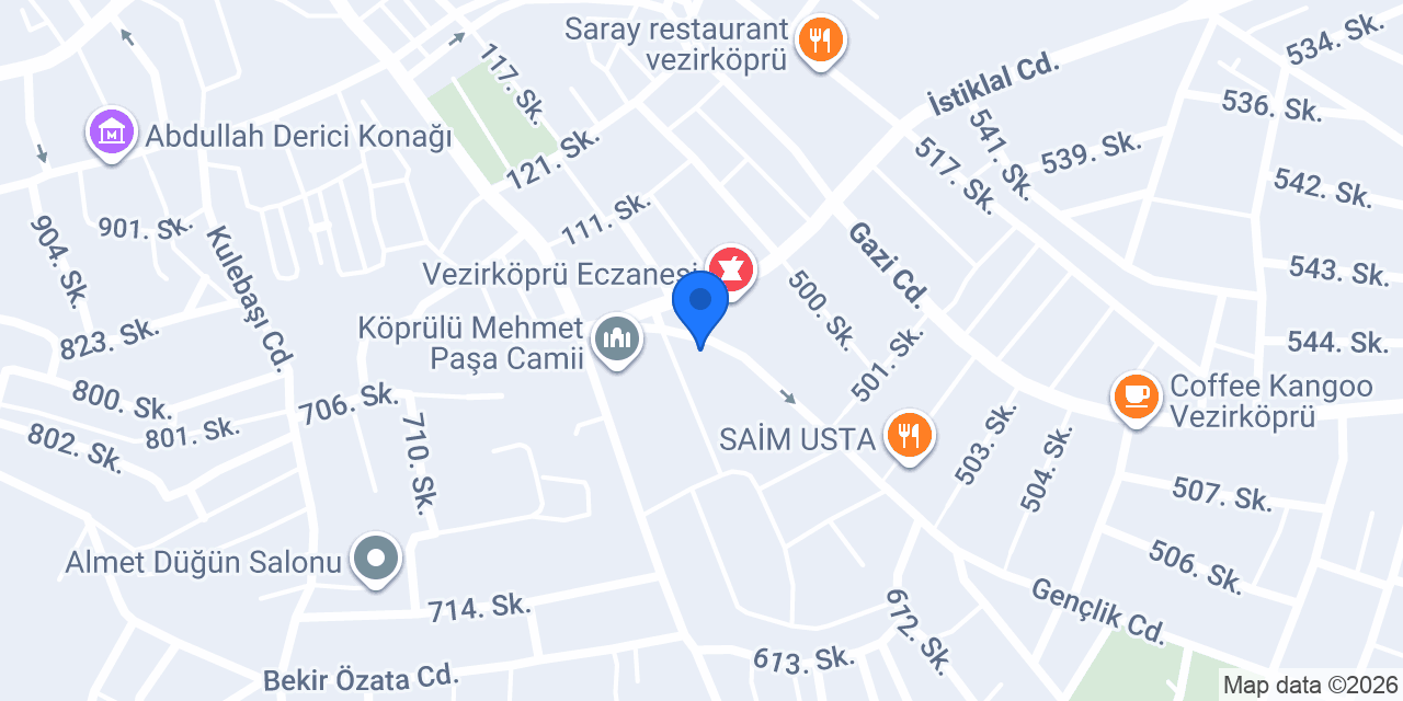 Aras Kargo Vezirköprü Şubesi konumu