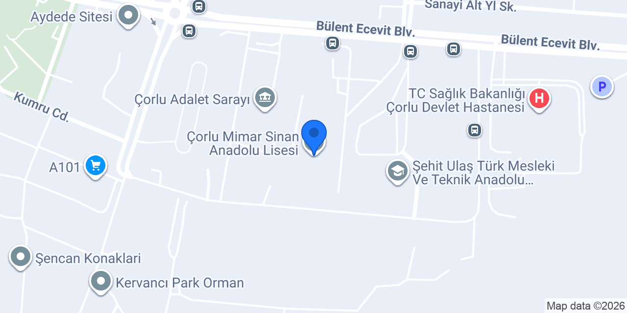 Çorlu Mimar Sinan Anadolu Lisesi konumu