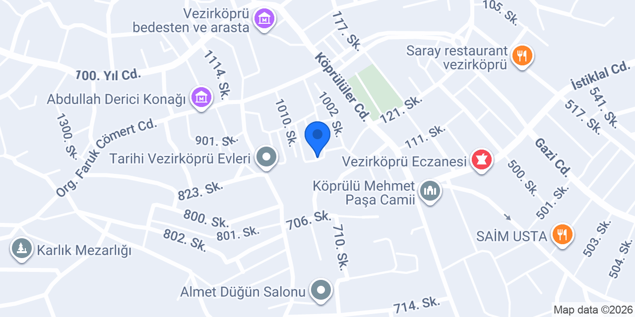Tarihi Orta Hamam konumu