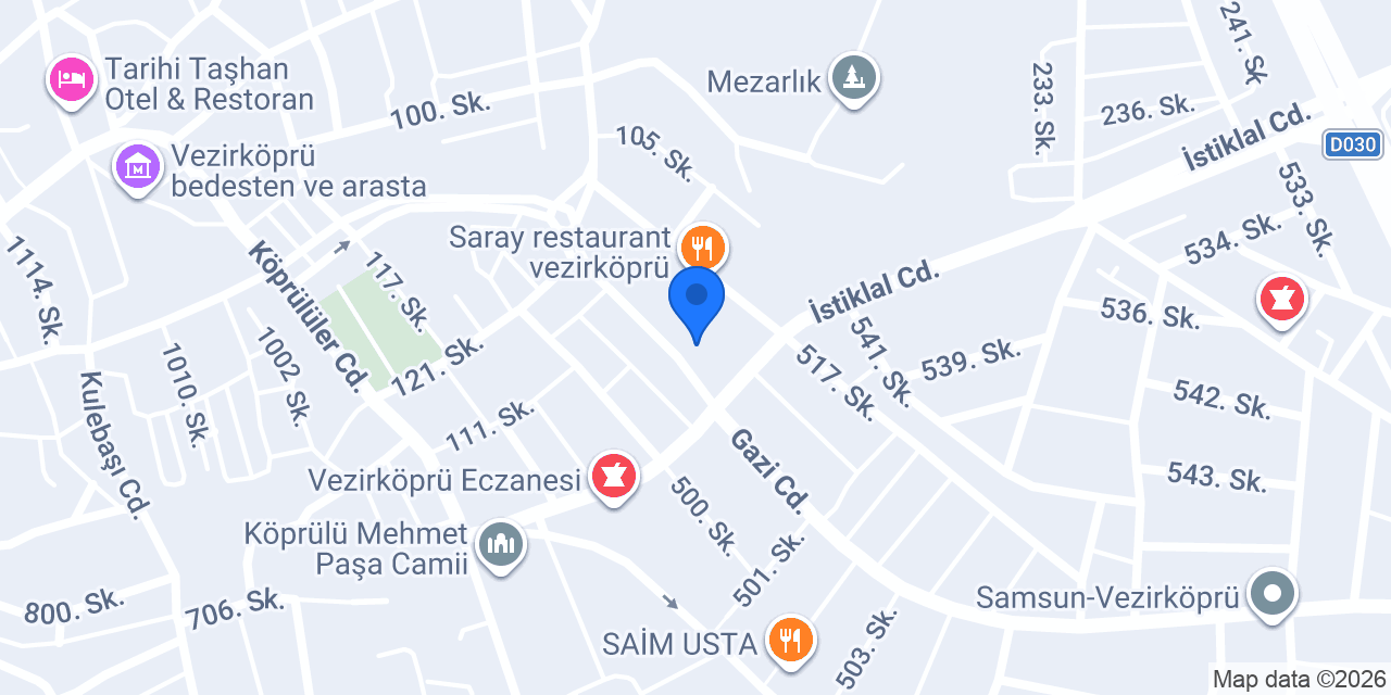 Şekerbank Vezirköprü Şubesi konumu
