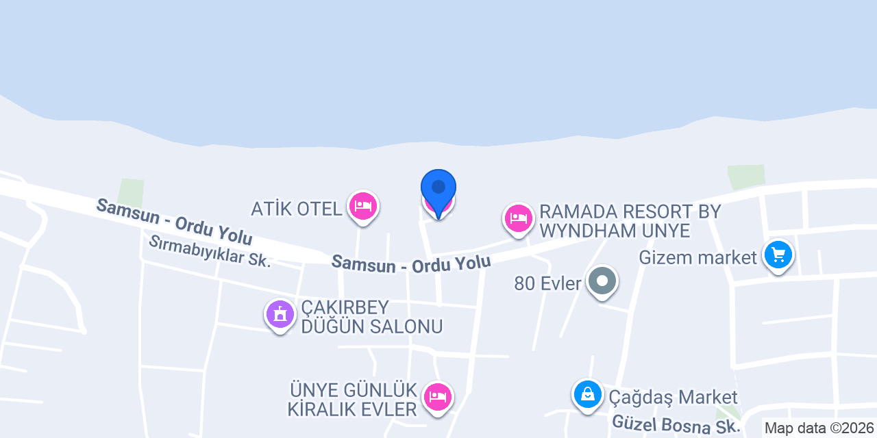 Ünye Divisey Pansiyon konumu
