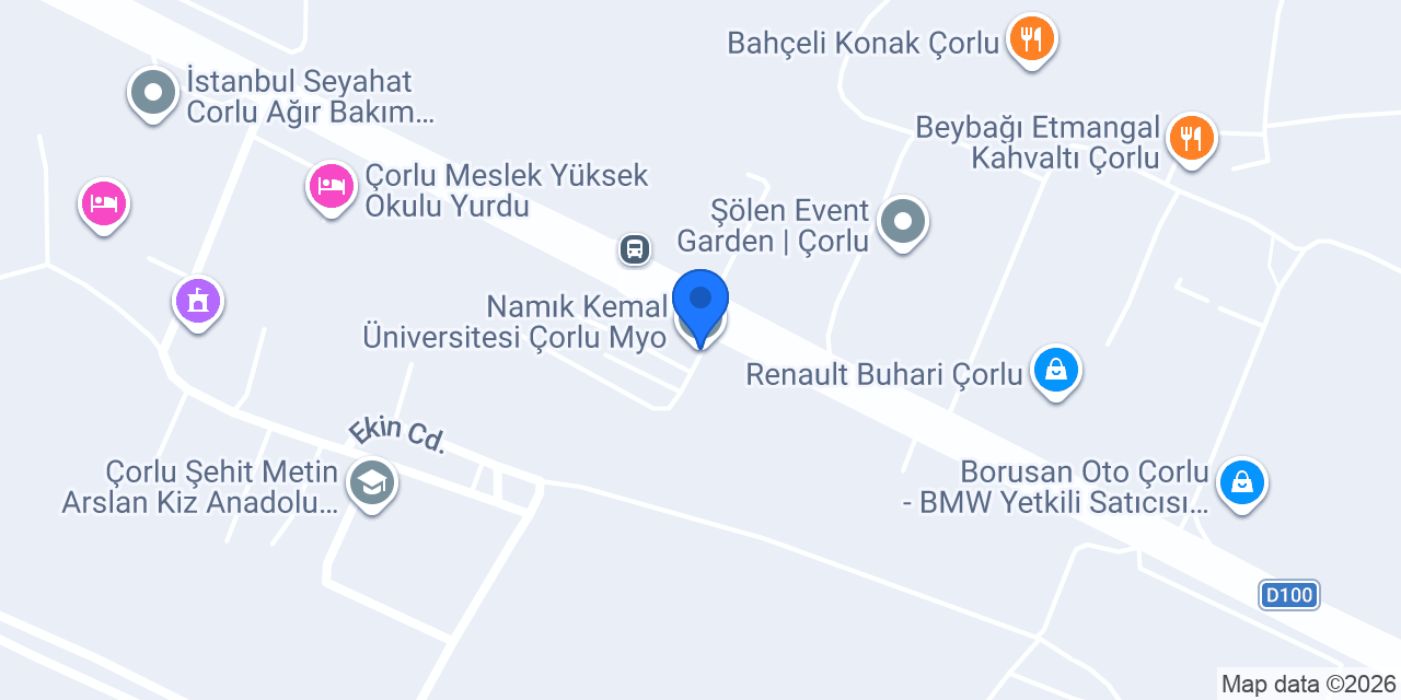 Namık Kemal Üniversitesi Çorlu Myo konumu