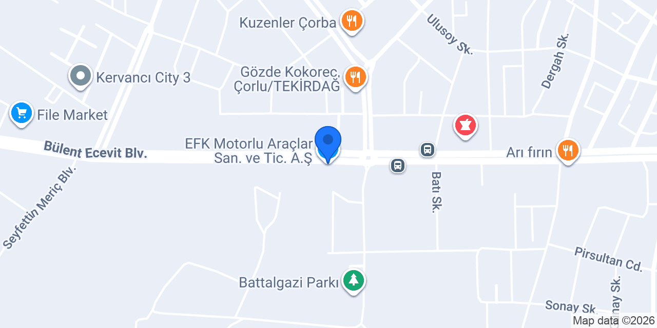 EFK Motorlu Araçlar San. ve Tic. A.Ş. konumu