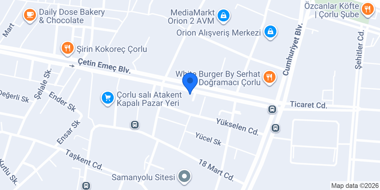 ÇORLU ÖZGÜR PATİLER VETERİNER KLİNİĞİ konumu
