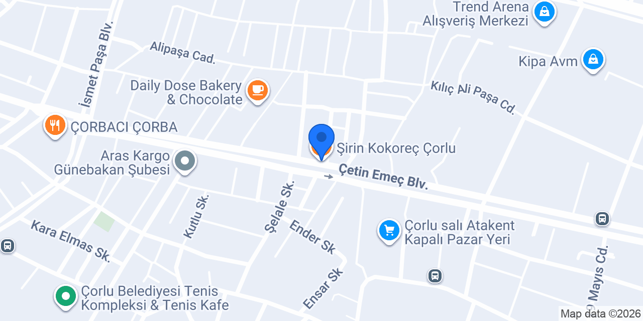 Şirin Kokoreç Çorlu konumu