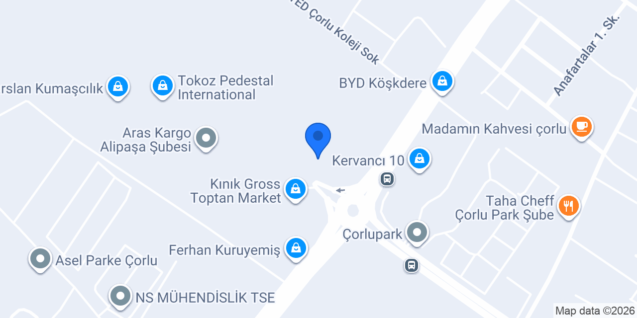 Akser İnşaat Çorlu konumu