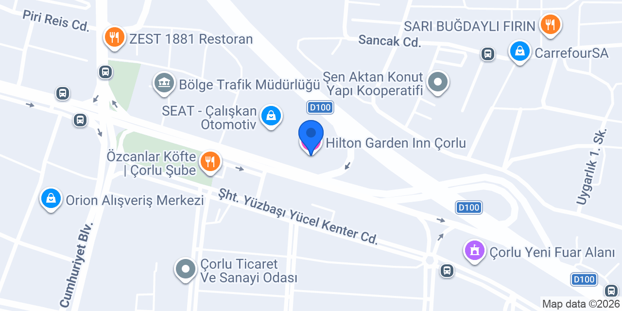 Hilton Garden Inn Çorlu konumu