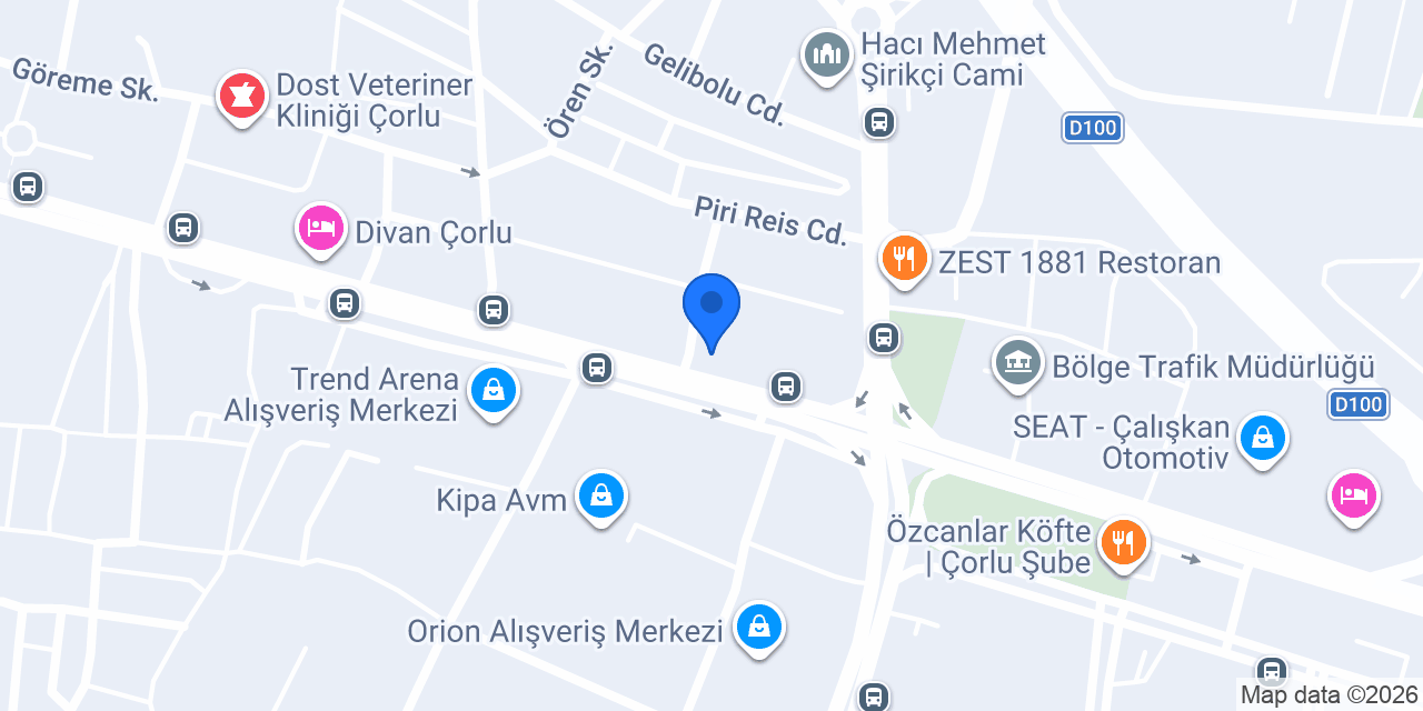 Türkiye Finans Çorlu Şubesi konumu
