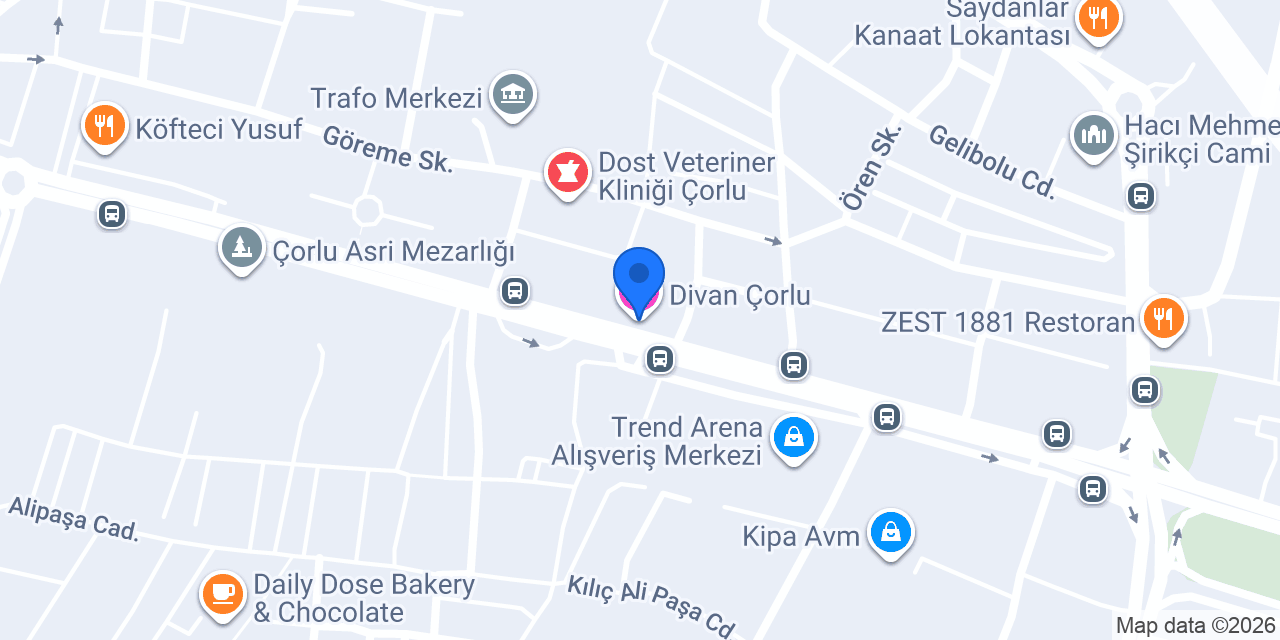 Divan Çorlu konumu
