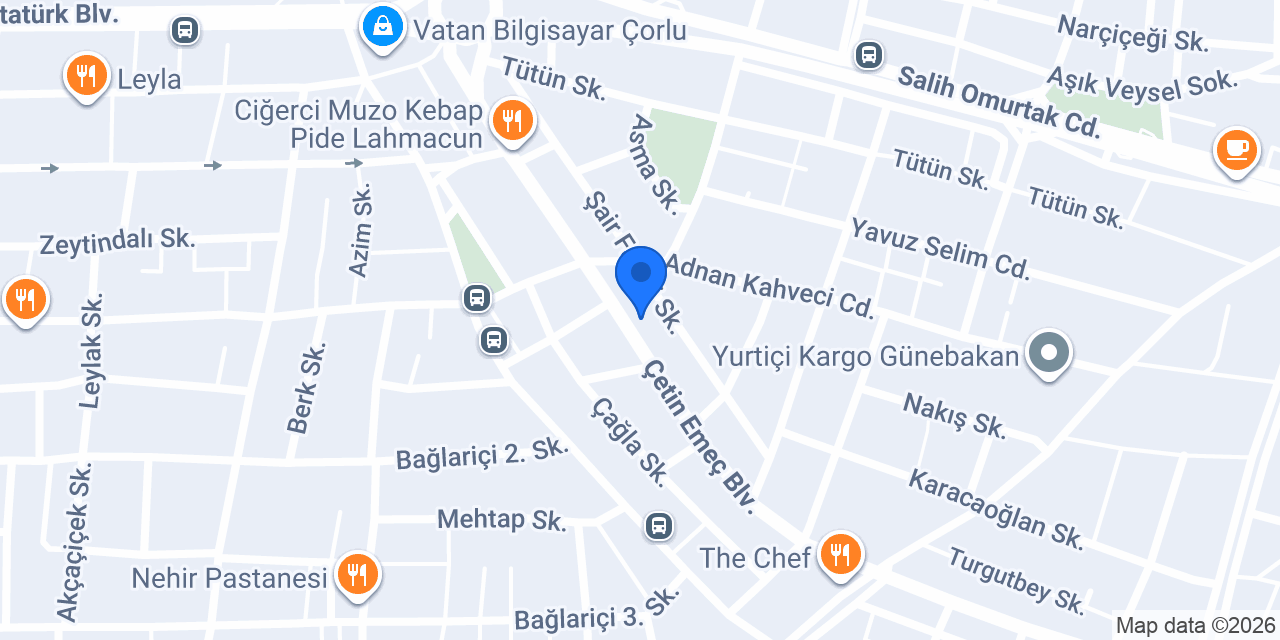 Hera Gelinlik Çorlu konumu