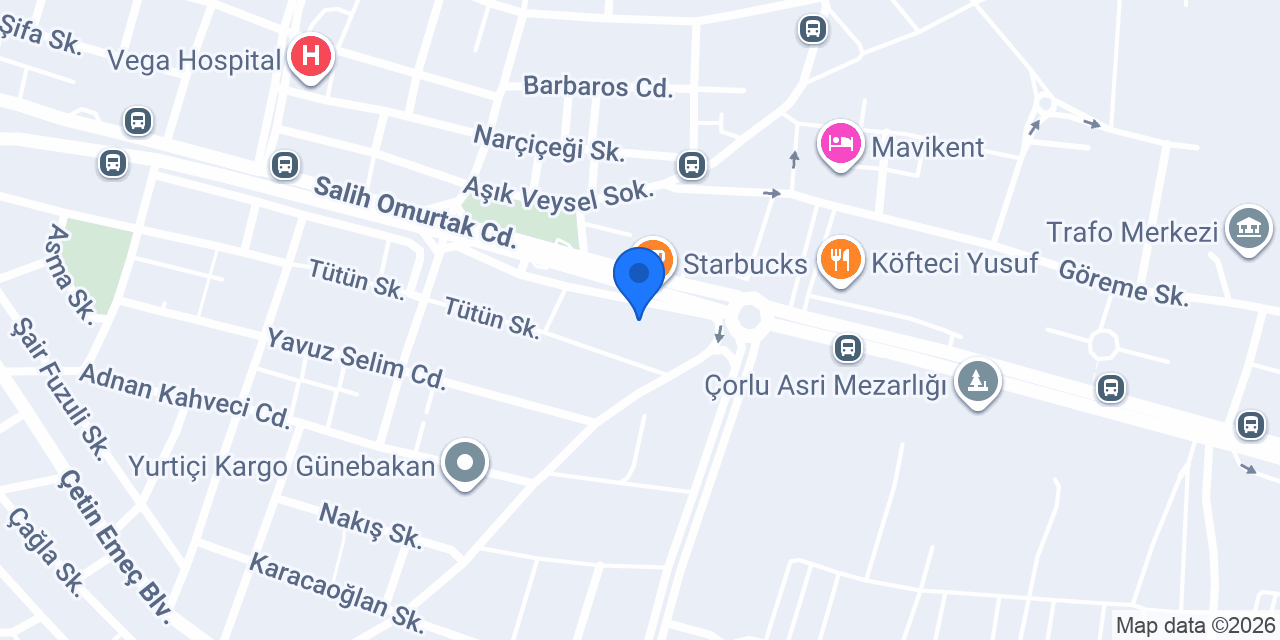 Çetin Akademi Çorlu konumu