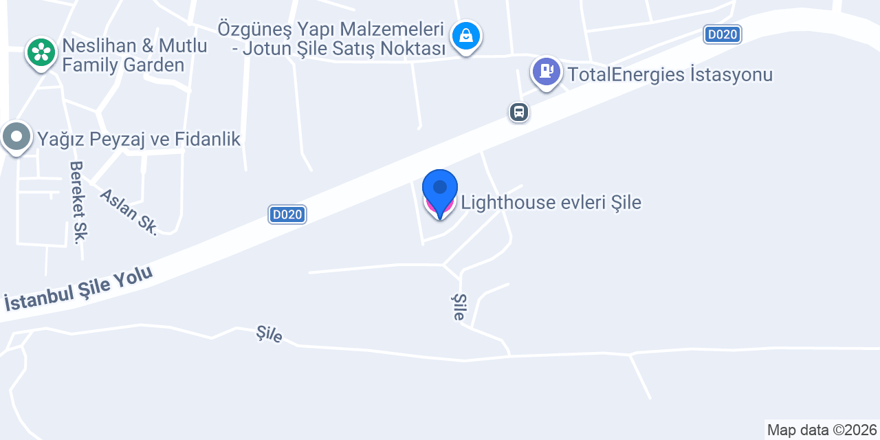 Lighthouse evleri Şile konumu