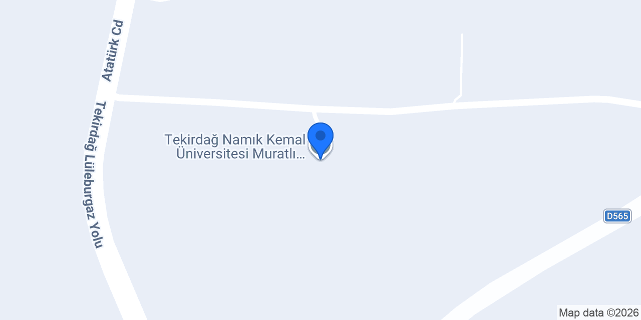 Tekirdağ Namık Kemal Üniversitesi Muratlı Meslek Yüksekokulu konumu