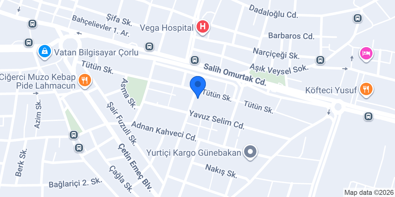 ÇORLU ÖZEL ÖNDER SÜRÜCÜ KURSU konumu