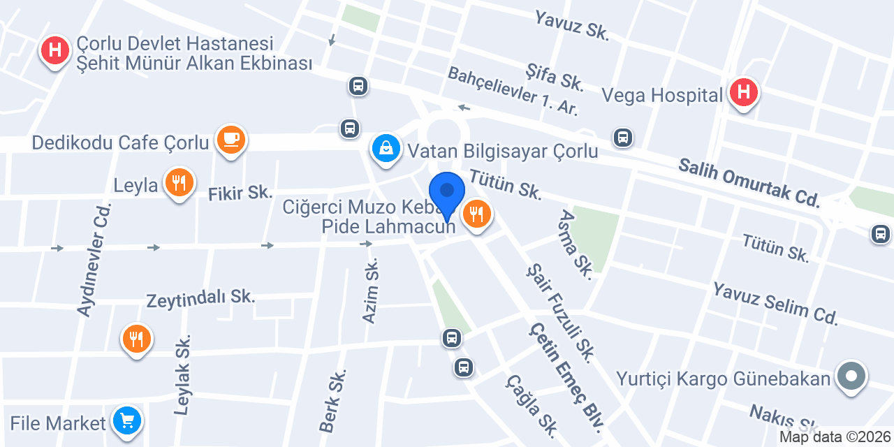 Özgür Çiçek Evi Çorlu konumu
